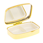 Таблетница карманная прямоугольная с 2-мя отделениями с зеркалом и накладкой из натурального камня Флюорит Gold Stone Pillboxes варинант исполнения - 3 | Loft Concept в Перми