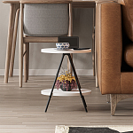Стол приставной с 2-мя круглыми белыми столешницами ESSEL SIDE TABLE WHITE варинант исполнения - 10 | Loft Concept в Перми