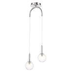 Подвесной светильник с 2-мя рельефными прозрачными плафонами из стекла и основанием цвета Хром Perforated Glass Bubbles варинант исполнения - 2 | Loft Concept в Перми