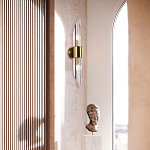 Бра с декором в виде хрустальных трубочек Nembus Brass Round Glass Wall Lamp варинант исполнения - 2 | Loft Concept в Перми