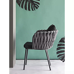 Стул мягкий с декором в виде плетеных лент на спинке и подлокотниках Semicircular Chair Decorated with Ribbons варинант исполнения - 2 | Loft Concept в Перми