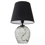 Настольная лампа с черным тканевым абажуром и фактурным прозрачным основанием Black Cone варинант исполнения - 2 | Loft Concept в Перми