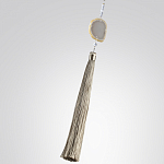 Подвесной светильник с шарообразным плафоном из белого стекла с подвеской из камня и кисточкой Agatelle варинант исполнения - 6 | Loft Concept в Перми