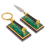 Настольный письменный набор из малахита с декором в виде лошади Leader Organizer варинант исполнения - 6 | Loft Concept в Перми