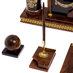 Настольный письменный набор с часами из природного камня обсидиана Royal Set варинант исполнения - 5 | Loft Concept в Перми