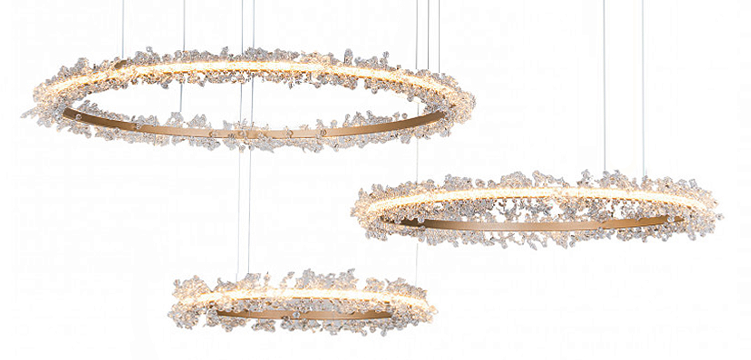 Люстра Crystal round chandelier Люстра 3 кольца Матовое Золото Люстра Crystal round chandelier Люстра 3 кольца Матовое Золото - Loft-Concept в Перми