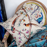Подушка декоративная с изображением птиц в саду Beige Chinoiserie Birds in the Peach Orchard Cushion варинант исполнения - 2 | Loft Concept в Перми