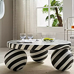 Дизайнерский журнальный стол круглый в чёрно-белую полоску Mypel варинант исполнения - 2 | Loft Concept в Перми