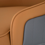 Стул оранжевый с высокой спинкой из искуственной кожи на серых металлических ножках Enigma Orange варинант исполнения - 4 | Loft Concept в Перми