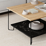 Стол журнальный с квадратной столешницей и полкой MARBO LOTUS варинант исполнения - 2 | Loft Concept в Перми