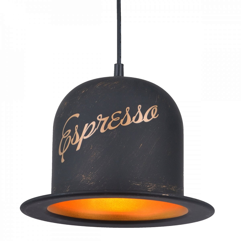 Подвесной светильник Pendant Lamp vintage Banker Bowler Hat ESPRESSO II Черный Подвесной светильник Pendant Lamp vintage Banker Bowler Hat ESPRESSO II Черный в Перми | Loft Concept