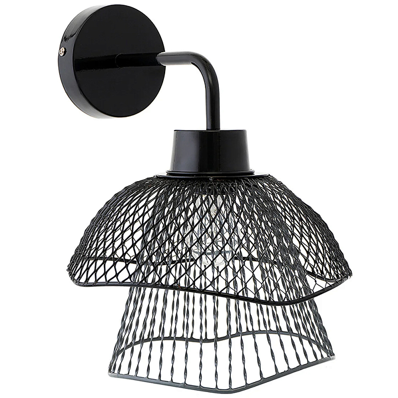 Бра с сетчатым металлическим абажуром Black Mesh Lampshade Черный Бра с сетчатым металлическим абажуром Black Mesh Lampshade Черный в Перми | Loft Concept