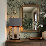 Настольная лампа с основанием из натурального камня c серым прямоугольным абажуром Lapis Tiburtinus варинант исполнения - 5 | Loft Concept в Перми