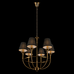 Люстра на металлическом основании бронзового цвета с 6-ю черными конусовидными абажурами Dignity варинант исполнения - 5 | Loft Concept в Перми