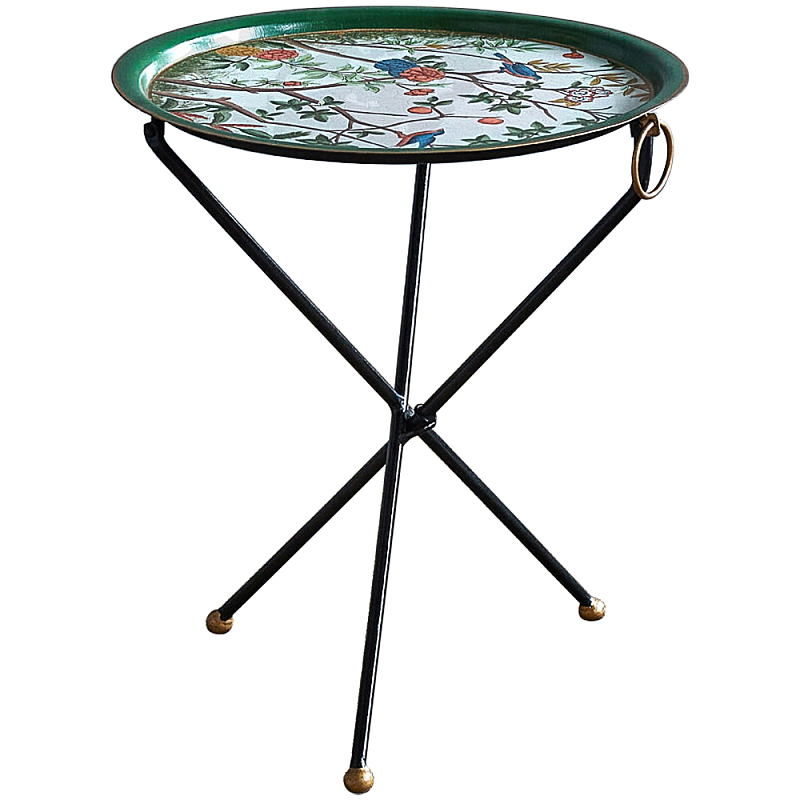 Круглый приставной столик складной Chinoiserie Blooming Garden Side Table Мульти в Перми | Loft Concept 