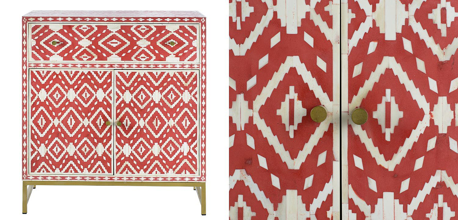 Комод инкрустация костью Red Indian Bone Inlay drawer Красный Комод инкрустация костью Red Indian Bone Inlay drawer Красный - Loft-Concept в Перми
