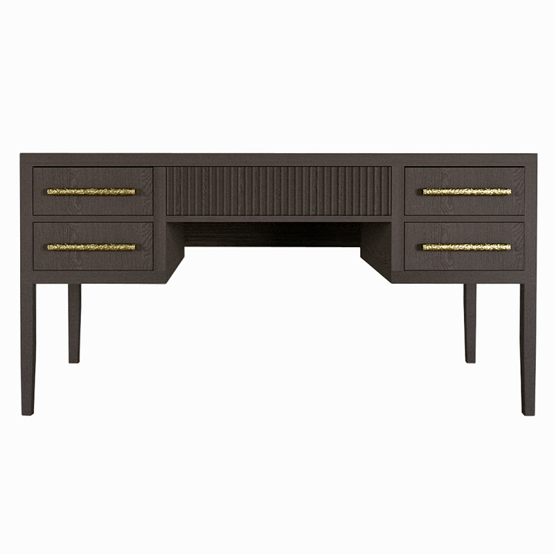 Большой Рабочий стол Primo с 5 выдвижными ящиками Темный орех Орех в Перми | Loft Concept 