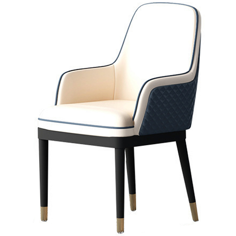 Стул с подлокотниками Helen Chair Dark Blue White Белый Синий Черный в Перми | Loft Concept 