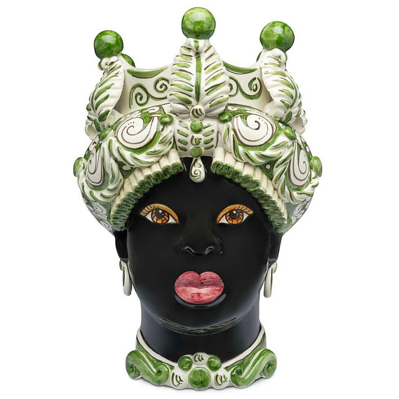 Ваза Vase Moro Lady Medium Leaves Dark Green Черный Зеленый Белый Ваза Vase Moro Lady Medium Leaves Dark Green Черный Зеленый Белый в Перми | Loft Concept