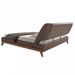 Кровать двуспальная с изголовьем из экокожи шоколадно-коричневого цвета Modern Look варинант исполнения - 3 | Loft Concept в Перми