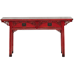 Деревянная консоль в китайском стиле с 2-мя ящиками с резным декором красная Yan Chinese Console Table варинант исполнения - 1 | Loft Concept в Перми