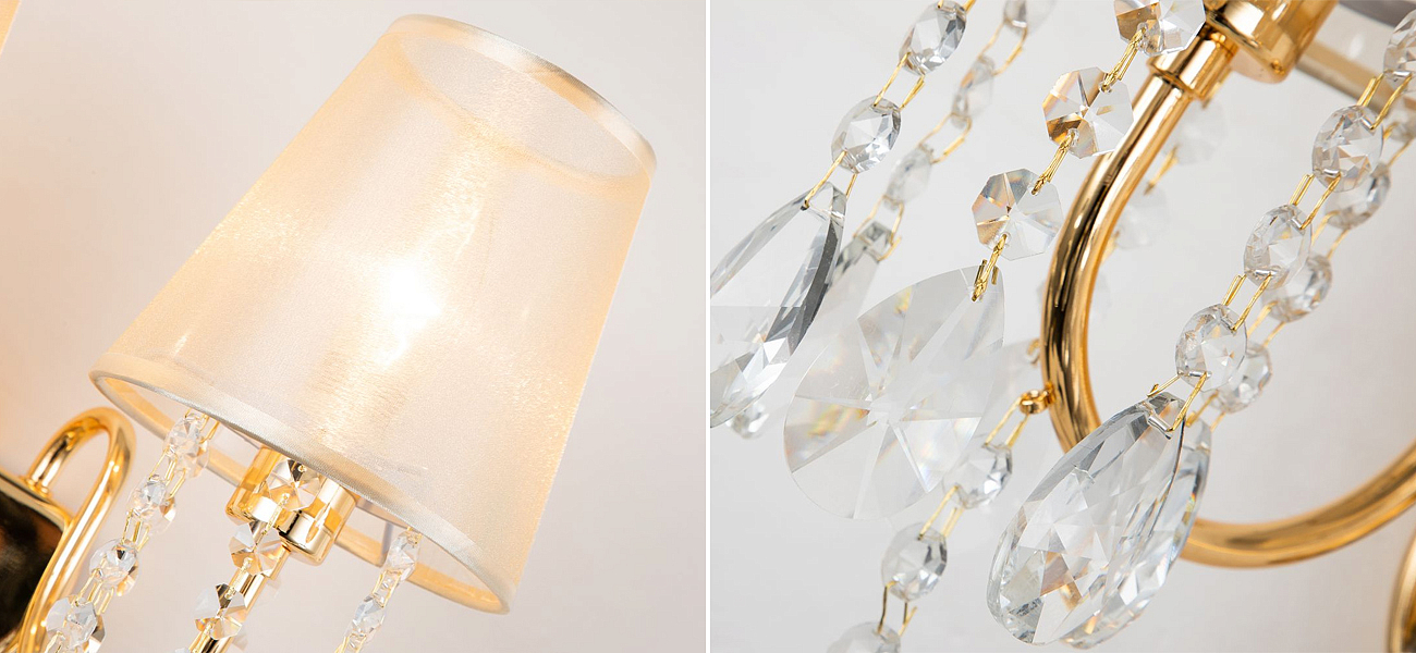Двойное бра золотого цвета с хрустальным декором Dainty Light Двойное бра золотого цвета с хрустальным декором Dainty Light - Loft-Concept в Перми