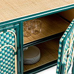 Комод для посуды из ротанга Felice Rattan Green варинант исполнения - 4 | Loft Concept в Перми