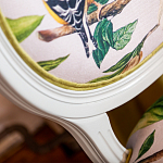 Стул светло-серый из натурального бука с изображением птиц и цветов Blooming Blue Birds варинант исполнения - 3 | Loft Concept в Перми