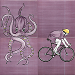 Плитка с узором Осьминог велосипедист варинант исполнения - 1 | Loft Concept в Перми