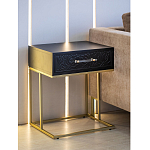 Приставной столик с резным узором на выдвижном ящике Black Table Carved Pattern варинант исполнения - 7 | Loft Concept в Перми