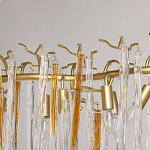 Люстра линейная золотого цвета с декоративными ветвями и длинными стеклянными подвесками в форме сосулек Droplet Chandelier варинант исполнения - 8 | Loft Concept в Перми