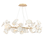 Люстра круглая с белыми лепестками из керамики и прозрачными хрустальными цветками Диаметр 82 см Wintery flovers варинант исполнения - 3 | Loft Concept в Перми