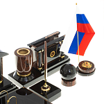 Настольный письменный набор с часами из природного камня обсидиана Peace Contract варинант исполнения - 5 | Loft Concept в Перми