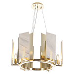 Люстра подвесная круглая с мраморными прямоугольными вставками и золотым основанием Диаметр 55 см Marble square Chandelier варинант исполнения - 1 | Loft Concept в Перми