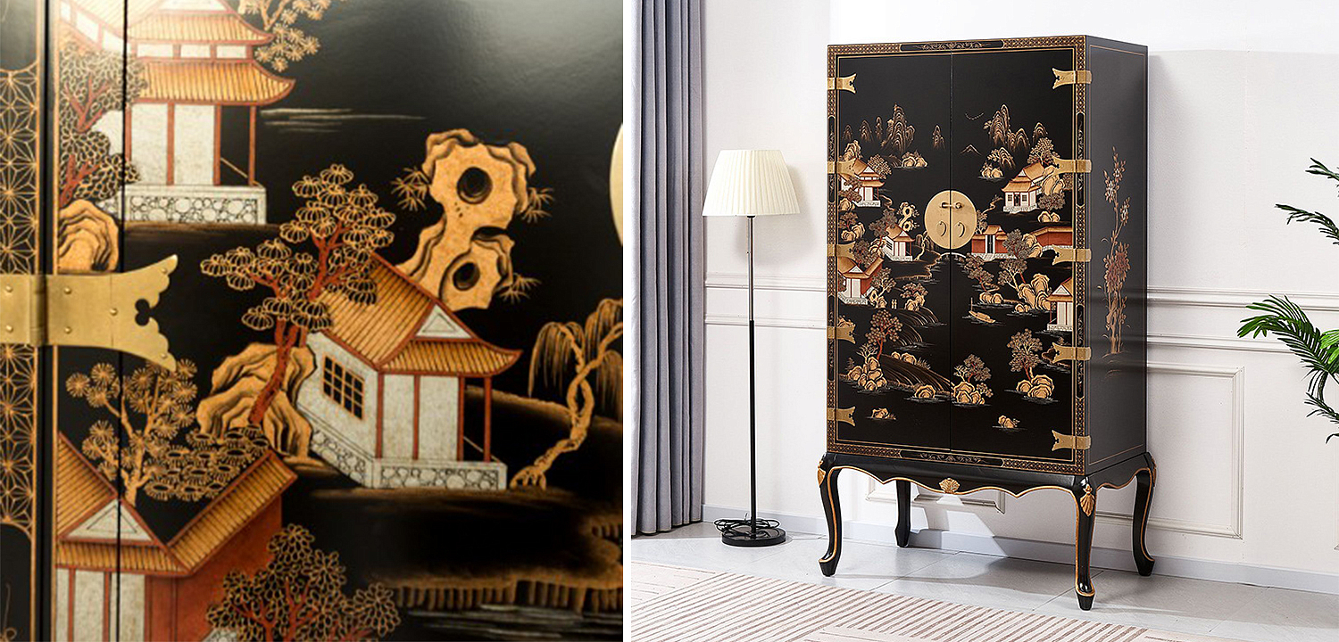 Черный Шкаф в Китайском стиле Chinese Village Cabinet Черный Шкаф в Китайском стиле Chinese Village Cabinet - Loft-Concept в Перми