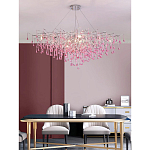 Люстра овальная с розовыми стеклянными подвесками в форме капель FAIRYTREE Light варинант исполнения - 4 | Loft Concept в Перми