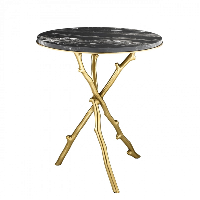 Журнальный стол Eichholtz Side Table Westchester Глянцевое золото Черный Мрамор Nero в Перми | Loft Concept 