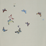 Обои ручная роспись Butterflies Icarus on Rose Shadow metallic silk варинант исполнения - 2 | Loft Concept в Перми