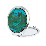 Зеркало карманное складное круглое из натурального камня Малахит с Хризоколлой в подарочной упаковке Silver Stone Mirrors варинант исполнения - 2 | Loft Concept в Перми
