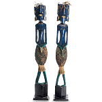 Комплект из 2-х деревянных статуэток Asmat Tall Statuettes Blue Green варинант исполнения - 1 | Loft Concept в Перми