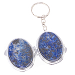 Зеркало брелок карманное двухстороннее из натурального камня Лазурит Stone Mirrors варинант исполнения - 2 | Loft Concept в Перми