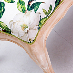 Банкетка из натурального бука золотистая с изображением птиц и цветов Blooming Birds варинант исполнения - 2 | Loft Concept в Перми