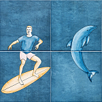 Плитка с узором Дельфин Серфингист варинант исполнения - 1 | Loft Concept в Перми