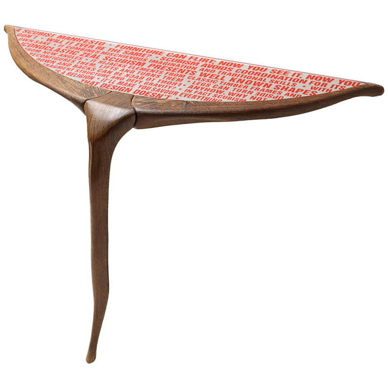 Дизайнерская консоль деревянная на одной ножке Poltronova Gallino Connsole Table Коричневый Прозрачный Красный Дизайнерская консоль деревянная на одной ножке Poltronova Gallino Connsole Table Коричневый Прозрачный Красный в Перми | Loft Concept