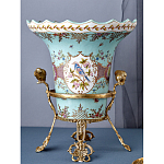 Ваза из голубого фарфора с рисунком птиц и цветов и декоративными элементами Blue Garden варинант исполнения - 7 | Loft Concept в Перми