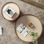 Круглый кофейный стол Baxter Leather Coffee Table варинант исполнения - 3 | Loft Concept в Перми