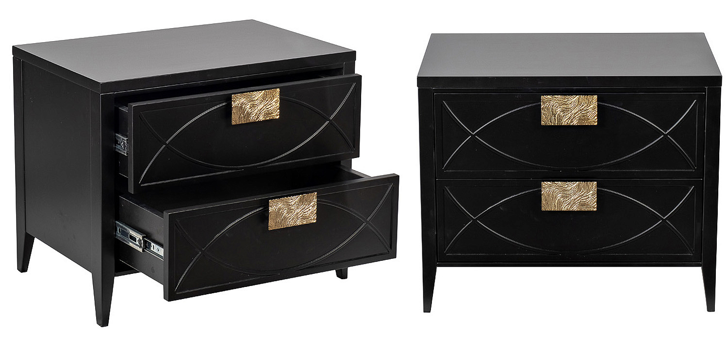 Тумба с 2-мя ящиками Amelie Black Nightstand Черная Тумба с 2-мя ящиками Amelie Black Nightstand Черная - Loft-Concept в Перми