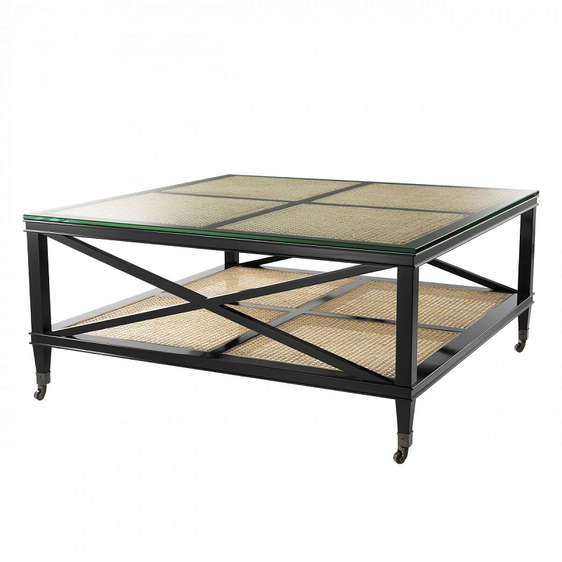 Журнальный стол Eichholtz Coffee Table Bahamas Черный Прозрачное Стекло Бежевый Журнальный стол Eichholtz Coffee Table Bahamas Черный Прозрачное Стекло Бежевый в Перми | Loft Concept