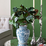 Ваза округлой формы белого цвета с синим растительным узором Blue & White Ornament  варинант исполнения - 4 | Loft Concept в Перми