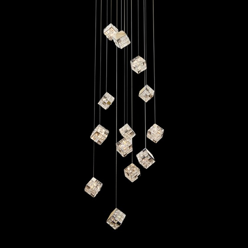 Люстра каскадная с мозаичным хрустальным оформлением Sparks of Crystal Прозрачный Хром Золотой Люстра каскадная с мозаичным хрустальным оформлением Sparks of Crystal Прозрачный Хром Золотой в Перми | Loft Concept